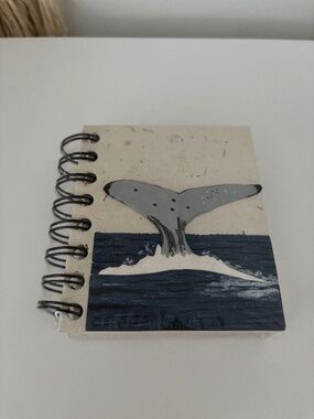 Mr. Ellie Pooh's notebook Handmade recycled paper whale tale design on front